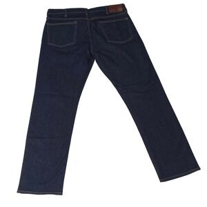 Lands End Mens Straight Fit Dark Wash Denim Jeans 36x32 Blue 503390 GW F18